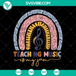 Colorful boho rainbow music note design for school music teachers, perfect for sublimation printing.