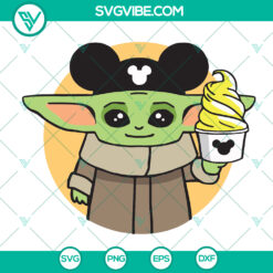 Baby Yoda Disney Snack SVG Bundle - Mickey Mouse Ears &amp; Icecream - Instant Download