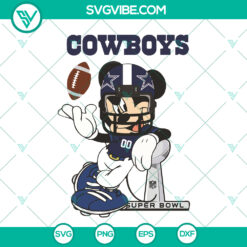 Dallas Cowboys Mickey Mouse NFL Sport SVG featuring Super Bowl logo, ideal for download.