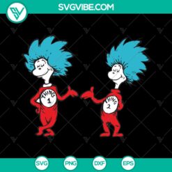 Dr. Seuss Thing 1 and Thing 2 SVG clipart - colorful and playful characters for designs and crafts.