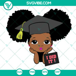 Peekaboo Girl Bundle: Princess & Cute Black African American Kids Graduation SVG, perfect for crafting projects.