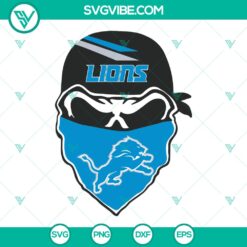 Detroit Lions skull NFL silhouette design for digital download in SVG, PDF, DXF, EPS, PNG formats.