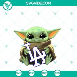 Baby Yoda Hug Los Angeles Dodgers PNG Baseball T-Shirt - Star Wars MLB Design