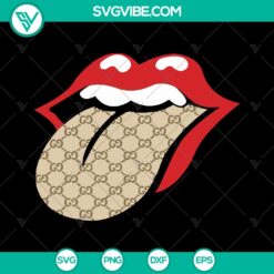 Gucci lips tongue out SVG vector clipart for Cricut & Silhouette, trendy design for digital crafting.