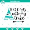 100th Day of School girl SVG with sunflower design for kids' shirt, PNG and DXF files for Cricut. Bright and funny design, instant download.
