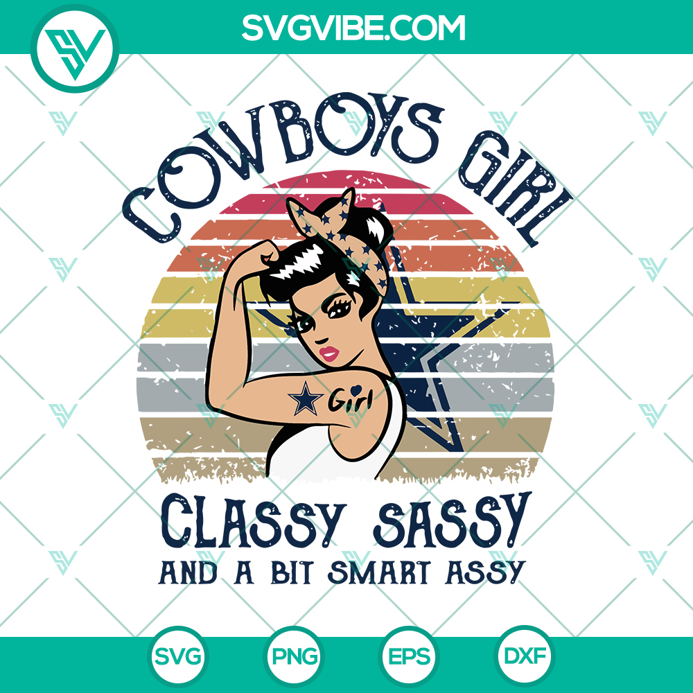 Cowboys Girl SVG Sport Logo Bundle – Classy, Sassy, and a Bit Smart Assy – Dallas Cowboys NFL SVG – Love Football, Love Dallas Cowboys – Instant Download Dallas Cowboys girl SVG sport logo bundle with a mix of classy, sassy, and smart designs. Perfect for NFL and Dallas Cowboys fans.