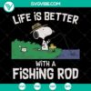 Vintage Snoopy fishing SVG design perfect for fishing lovers, ideal gift.