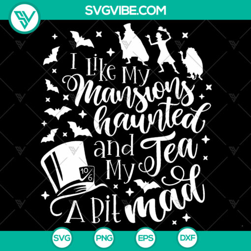 Disney Halloween cut file with haunted mansion and tea party theme, perfect for spooky craft projects.