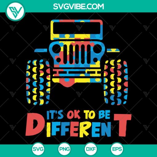 Jeep autism awareness custom SVG PNG file, ideal for Cricut and Silhouette, designed for print and cut projects.