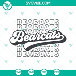 Bearcats retro school spirit design SVG featuring the university mascot, perfect for echoing team pride. Ideal for instant download.