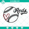 Cincinnati Reds baseball heart SVG cut file, perfect for fans.