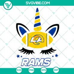 Los Angeles Rams Unicorn Svg, NFL Football Team Super Bowl svg, blue and gold horned unicorn design.