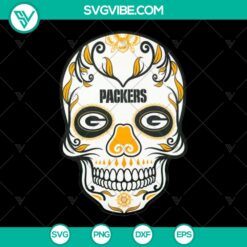 Green Bay Packers skull SVG sport shirt design for NFL fans, instant download.