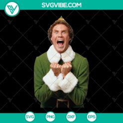Excited Buddy the Elf Christmas SVG with brother sister design, ideal for instant download. Perfect for holiday crafts and decorations.