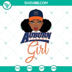 Auburn Tigers Black Girl SVG design with NCAA Tigers logo. Ideal for crafting projects. Instant download for Tigers fans.