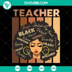 Black Woman Strong Afro Girl Teacher Power SVG graphic with instant download option for digital projects.