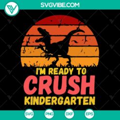 1st Day of Kindergarten SVG cut file featuring a dinosaur design for boys. Instant download for crafts and projects.