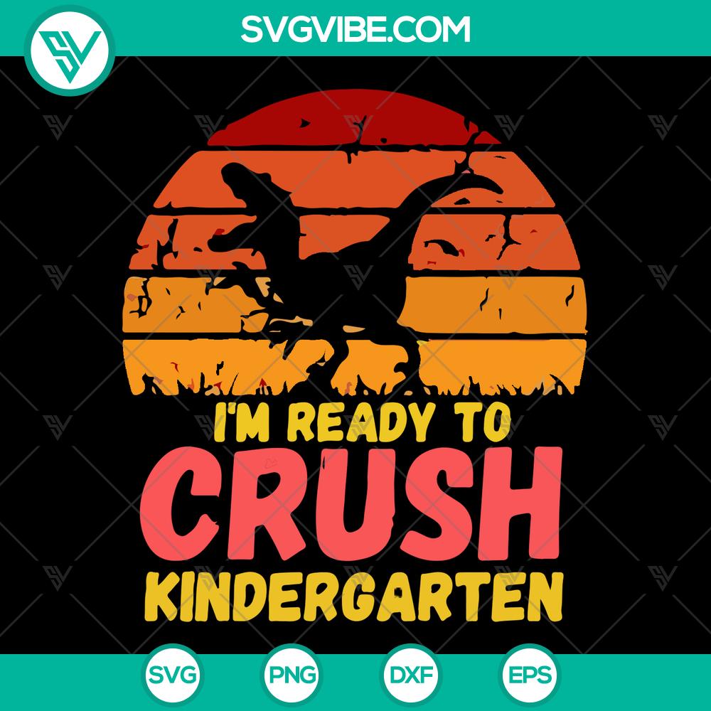 mockup-627876761.jpg 1st Day of Kindergarten SVG cut file featuring a dinosaur design for boys. Instant download for crafts and projects.