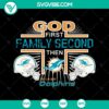 Miami Dolphins sport logo bundle SVG, featuring God First Family Second design. Ideal for fans. Instant download.