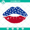 Patriotic American flag lips SVG design for 4th of July. Instant download for Independence Day celebration. USA red, white, blue colors.