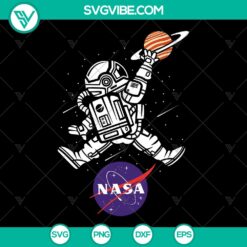 Astronaut basketball league slam dunk NASA SVG design for instant download, perfect for space and sports fans.