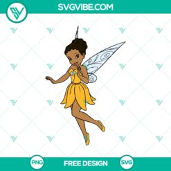 Afro Tinkerbell SVG Cut File - Free Fairy Design for Crafting, featuring unique Afro hairstyle. Ideal for Cricut and Silhouette machines.