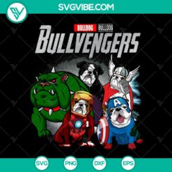 Bull Avenger Superhero SVG design featuring a Marvel Universe Bull Dog superhero protecting with a shield design.
