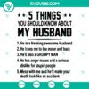 5 Things About My Husband SVG Bundle - Perfect for Silhouette & Cricut projects. Ideal for crafting, personalizing gifts.