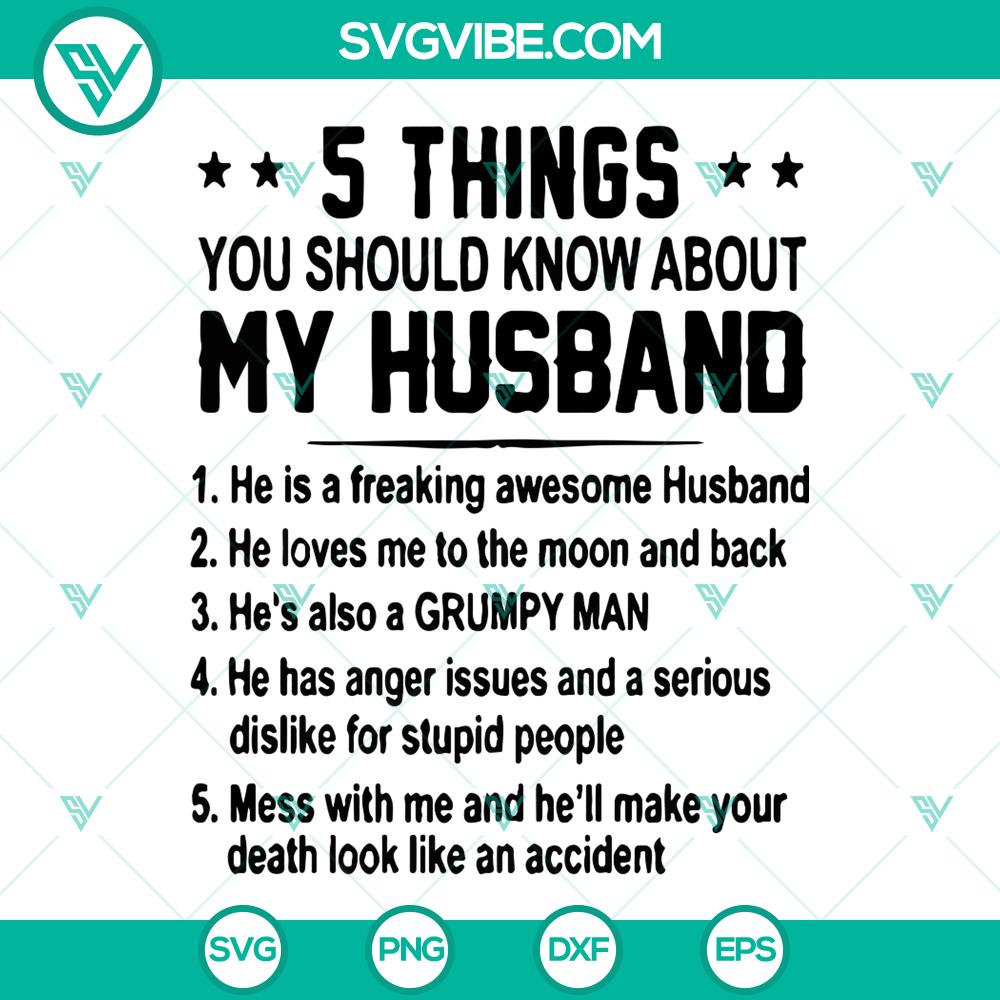 5 Things About My Husband SVG Bundle – Silhouette & Cricut Files 5 Things About My Husband SVG Bundle - Perfect for Silhouette & Cricut projects. Ideal for crafting, personalizing gifts.
