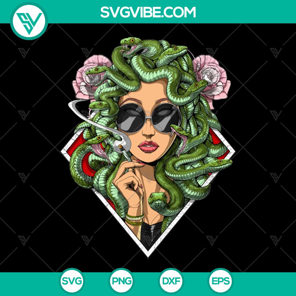 mockup-652551956.jpg Medusa Smoking Weed SVG design for hippie stoner culture, featuring cannabis and marijuana motifs. Trending instant download.