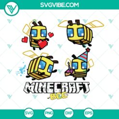 Minecraft Bee SVG Bundle for Cricut & Silhouette - Popular game cut files featuring bees for crafting.