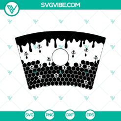 Honeycomb drips bee design on Starbucks Venti Cold Cup SVG, perfect for Cricut crafting.