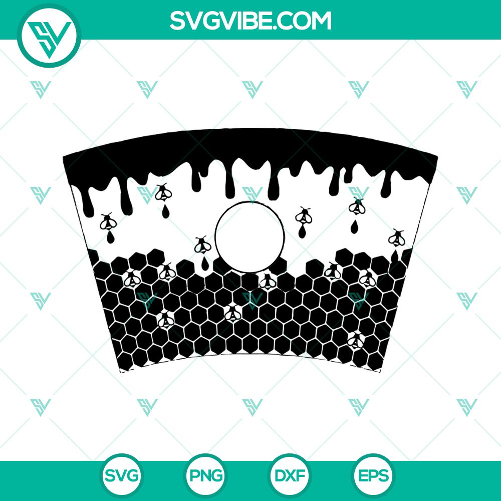 mockup-680201646.jpg Honeycomb drips bee design on Starbucks Venti Cold Cup SVG, perfect for Cricut crafting.
