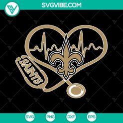 New Orleans Saints Heart Stethoscope SVG - Nurse &amp; Saints Logo Design