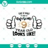 9th Birthday SVG Bundle featuring Thumbs Up Birthday Boy & Girl designs for t-shirt. Perfect for birthday celebrations.