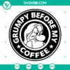 Grumpy dwarf before coffee Snow White & Seven Dwarfs SVG design with Starbucks love coffee theme.