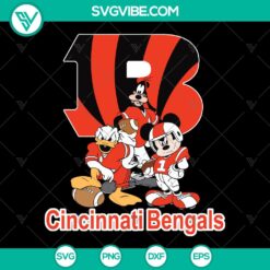 Cincinnati Bengals Cartoon Movie Svg | Donald Duck, Mickey, and Pluto | Bengals Team Design