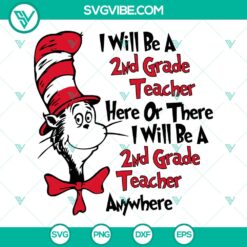 Funny Dr Seuss 2nd Grade Teacher SVG for Dr. Seuss Day celebration. Download PNG design for educators, colorful and whimsical for 2nd grade.