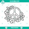 Free Peace Flowers SVG Cut File with Boho Floral Design for digital crafting projects. Great for Bohemian decor.
