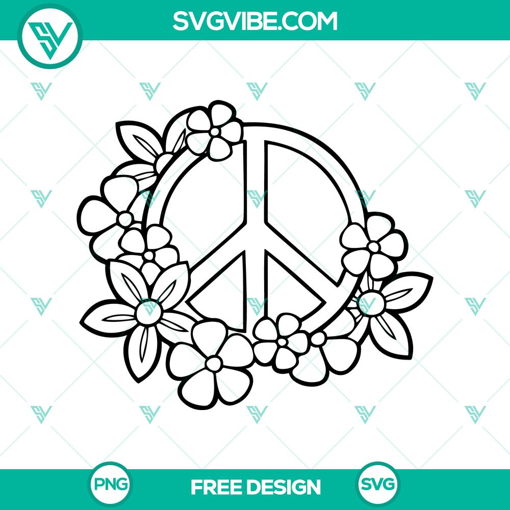 Peace Flowers SVG Cut File – Free Boho Floral Design Free Peace Flowers SVG Cut File with Boho Floral Design for digital crafting projects. Great for Bohemian decor.
