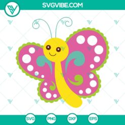 Colorful cartoon butterfly SVG bundle with butterflies clipart designed for Cricut and Silhouette machines.