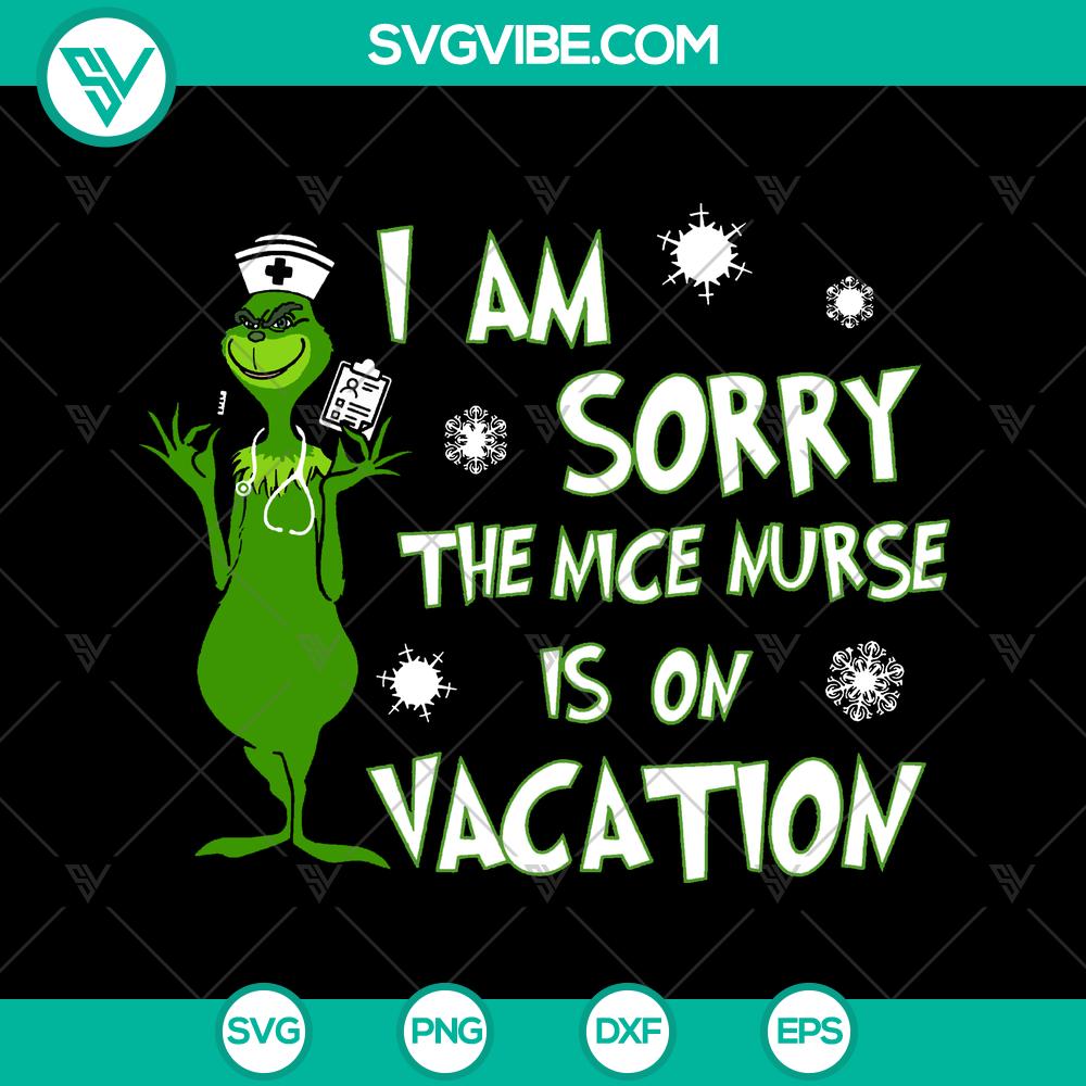 mockup-71260525.jpg Grinch Apology Nurse on Vacation SVG Cut Files - Instant Download, holiday-themed design with nurse and Grinch character.