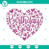 Floral Heart Birthday Girl SVG featuring a festive Happy Birthday Shirt Design, perfect for a birthday celebration.