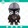 Trendy Star Wars Mandalorian cute clipart design SVG featuring popular characters Baby Yoda and the Mandalorian. Perfect for instant download.