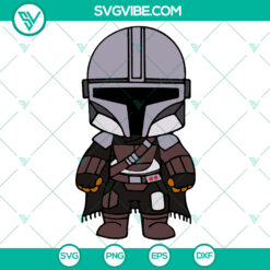 Trendy Star Wars Mandalorian cute clipart design SVG featuring popular characters Baby Yoda and the Mandalorian. Perfect for instant download.