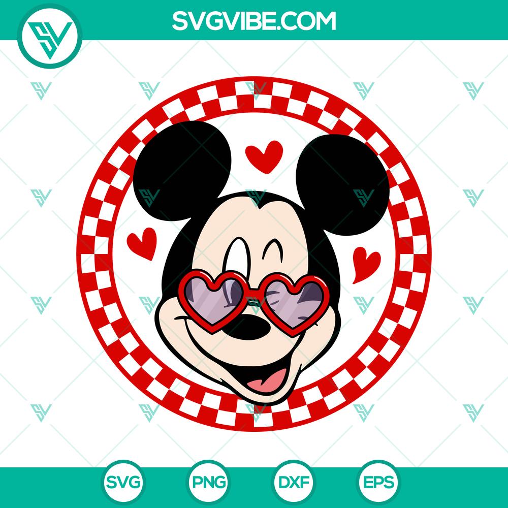 mockup-717295206-1.jpg Disney Mickey Mouse Checkered Valentine’s Day SVG DXF EPS PNG design featuring iconic character with hearts, perfect for crafting.