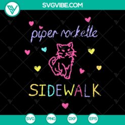Cute cat on sidewalk sublimation print with Animals SVG Piper Rockelle design, instant download.