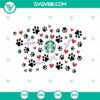Love Dog Starbucks SVG wrap with full wrap paws and hearts design in vibrant colors, perfect for dog lovers and coffee aficionados.