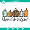 Halloween themed thankful and blessed sublimation design with autumn leopard pumpkin patchwork motif in SVG and PNG formats for instant download.