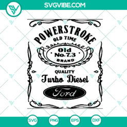 Ford Diesel 7.3 Turbo whiskey bottle design SVG, truck digital image and label files, perfect for car enthusiasts and DIY projects.